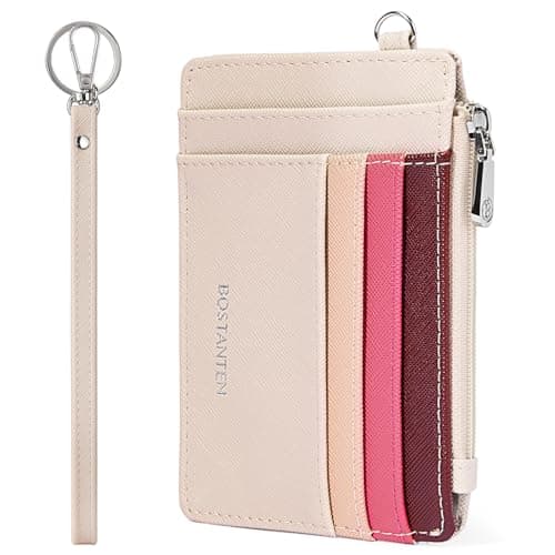 BOSTANTEN Small Wallet For Women RFID Leather Credit Card Holder Slim Wristlet Keychain Wallet With Zipper Pocket - Image 1