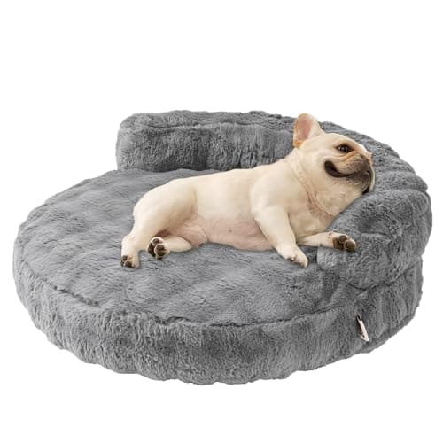 EHEYCIGA Dog Bed Medium Size Dog, Fluffy Small Dog Couch with Removable Washable Cover, Bolster Pet Sofa, Waterproof and Non-Slip, 30" x 30"x 8.5", Grey - Image 1