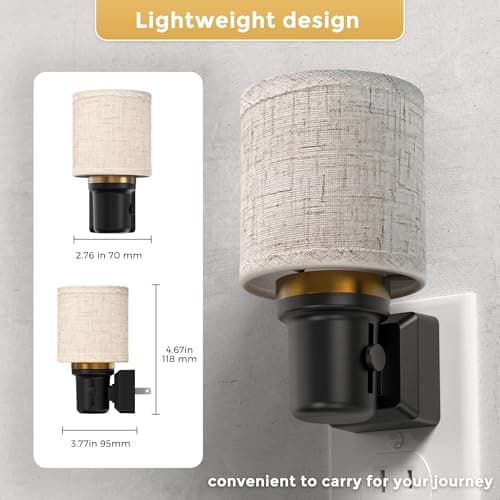 L LOHAS LED Night Lights Plug into Wall,Linen Fabric Cylinder Decor Night Light, Dusk to Dawn Sensor Vintage Nightlight, 5000K Daylight 0-100LM Dimmable, for Bedroom Living Room Hallway - Thumbnail 4