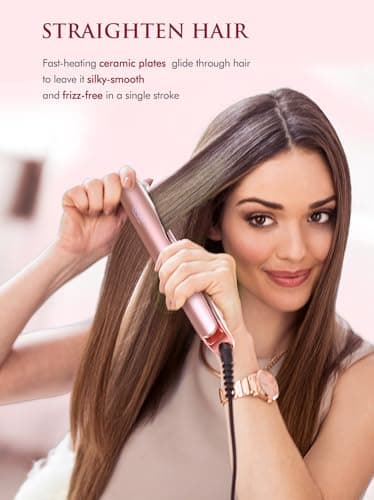 LANDOT Flat Iron Hair Straightener and Curler 2 in 1 – Ceramic Dual Voltage Curling Iron with 12 Adjustable Temps(250-450℉) for Sleek Straight, Bouncy Curls & Waves, Fast Heat Up for Travel & Home Use - Thumbnail 4