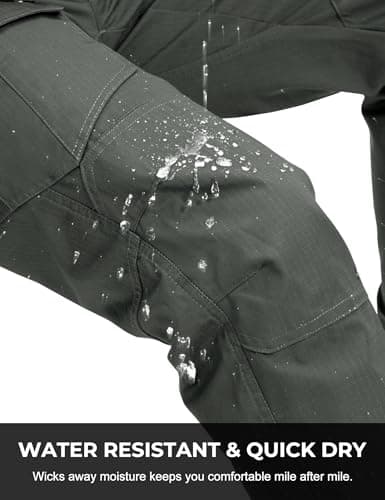 MOURCE Quick Dry BDU Tactical Pants for Men Water Resistant Cargo Pants with 7 Large Pockets Breathable Ripstop Green M 32" - Thumbnail 3