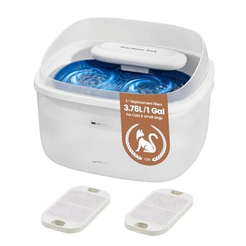 Gardner Pet Cat Fountain 1 Gallon, Vortex Dog Water Fountain, Ultra Quiet Automatic Cat Fountain with Filter, Transparent Tank, Splash-Proof, Easy to Clean,Without Adapter (White) - Image 1