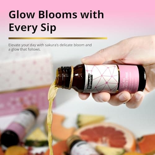 Sipnutri Sakura Collagen Drink - 3000mg Marine Peptides Liquid Shot for Women and Men, Hydrolyzed with Cherry Blossom & Mangosteen Extract, Supports Skin Hydration, Hair & Nail Health –1.69 fl oz x30 - Thumbnail 2