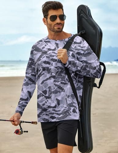 PINSPARK Men's Camouflage Rash Guard Shirts Quick Dry UV Protection Fishing Shirts Long Sleeve UPF 50+ Summer Swim Shirt - Thumbnail 6