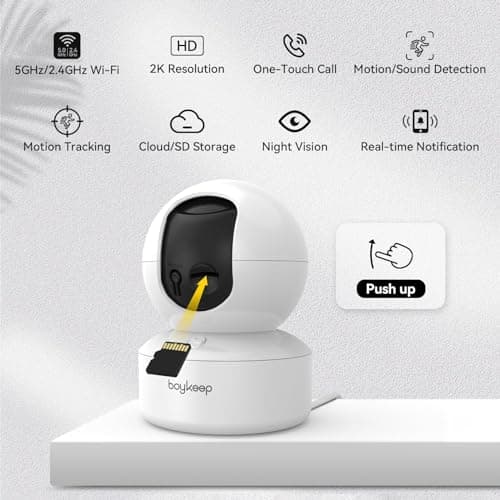 BoyKeep 2K Indoor Security Camera 5G/2.4GHz Wi-Fi Cameras for Baby/Elder/Dog/Pet Camera with Phone app, 2-Way Audio Baby Monitor Camera, Night Vision, Cloud & SD Card Storage - Thumbnail 2