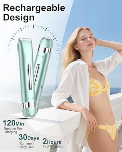 Electri Razors for Women, 2 in 1 Personal Groomer Kit Bikini Trimmer for Women Painless Lady Shaver for Face, Bikini, Underarm, Legs, Arms Waterproof, USB Rechargeable Facial Hair Trimmer - Thumbnail 6