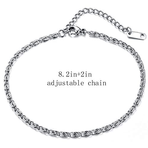 hoduar Ankle Bracelet for Women, Stainless Steel Anklets Set 8.2"+2" Adjustable Waterproof Foot Chain Jewelry Gift - Thumbnail 4