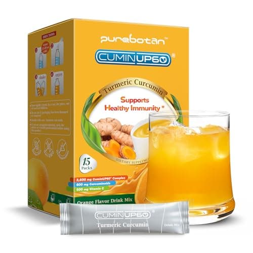 PureBotan Turmeric Curcumin Drink Powder, Turmeric Immunity Shots with Vitamin C, Orange Flavor Instant Drink Mix Packets, High Absorption Curcumin Complex CuminUP60, Immune & Joint Support Supplement - Image 1