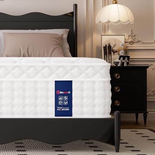 BinwinQ 12 Inch Queen Mattress in a Box,Plush Hybrid Cooling Gel Memory Foam & Pocketed Coils, CertiPUR-US Certified, Pressure Relief, Motion Isolation - Image 1