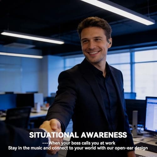 Xmenha Over Open Ear Earbuds Wireless Bluetooth Open Ear Headphones Air Conduction Earbuds That Don't go in Your Ear with Over-Ear Hooks Running Headphones - Thumbnail 6