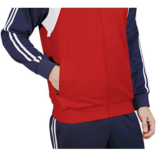 Sun Lorence Men's Athletic Running Tracksuit Set Casual Full Zip Jogging Sweat Suit (X-Large, Red) - Thumbnail 5