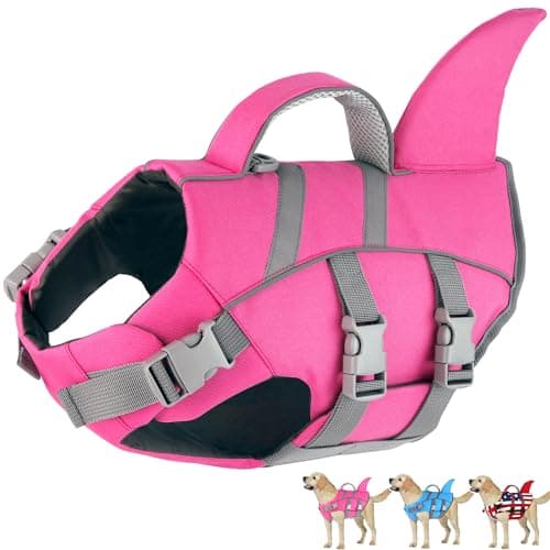 Dogcheer Shark Fin Dog Life Jacket, Adjustable Dog Harness Life Vest for Swimming Boating, Reflective Puppy Swim Vest Pet Flotation Device for Small Medium Large Dogs -Pink, XL - Image 1