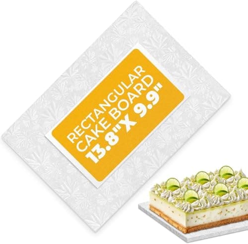 1/4 Sheet Cake Board Rectangle Cake Drum - 9.9x13.8 Rectangle Cake Board for Pastries, Grease & Moisture Resistant Thick Sturdy Cardboard with Fancy Pattern for Easter Baking Presentation - Image 1