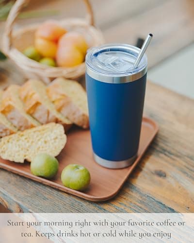 UIRZOTN Travel Coffee Tumbler 20oz, 4 Pack Leakproof Travel Coffee Mug with Lid and Straw, Stainless Steel Double Wall Vacuum Insulated Tumbler for Hot/Iced Drinks (Army Green, Textured Matte) - Thumbnail 6