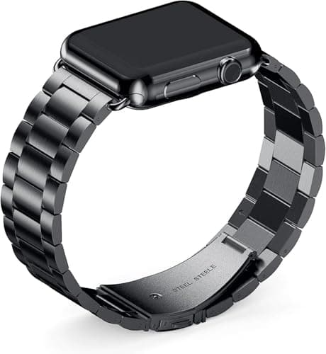 Pugo Top Stainless Steel Band for Apple Watch Ultra 3/2/1 (49mm) & Series 11 10 9-1 SE 3-1(46/45/44/42/41/40/38mm), Metal Strap for Men with Breathable No-Hair-Pinching Links, Heavy Duty iWatch Bracelet with Removal Tool - Thumbnail 2