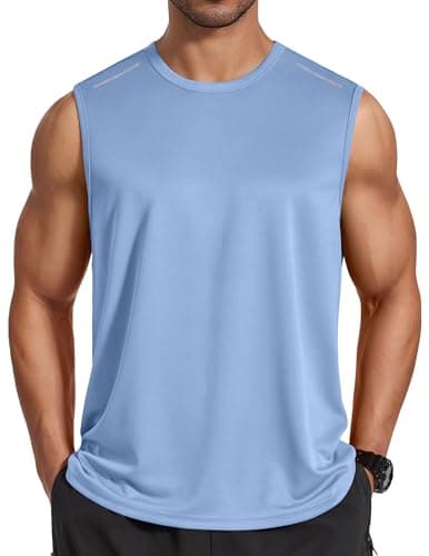 COOFANDY Men's Tank Shirts Lightweight Muscle Tank Top Sleeveless Boxing Shirts Fpr Men Summer Casual Tanks Light Blue - Image 1