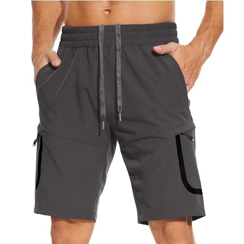 MOURCE Mens Hiking Shorts Lightweight, Breathable Workout Shorts Quick Dry Running, Grey 3XL - Image 1