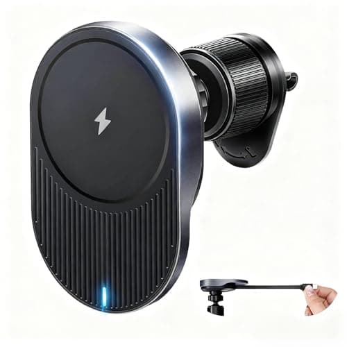 Sunnymark for MagSafe Car Mount Charger, 15W Fast Wireless Cars Charger with Retractable Charging Cable, Magnetic Car Phone Holder for iPhone 17/16/15/14/13/12 Series (Plus & Mini) for Men Women - Image 1