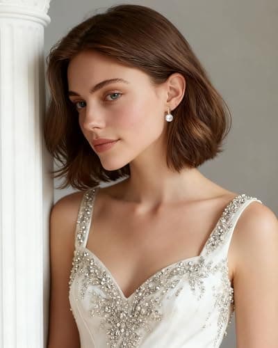 GONA GIFT 12MM White Pearl Hoop Earrings, Created with Swarovski® Pearls, 14K Gold Plated & Sterling Silver, Elegant Gift Box for Valentine’s Day, Bridesmaid, Wedding Something New - Thumbnail 6