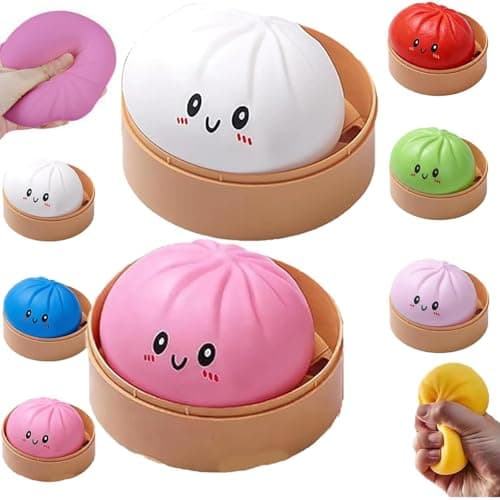 Mystery Dumpling Squishy, 4 Inch Jumbo Dumpling Stress Ball, Squishy Bun, Anxiety Relief Fidget, Soft Squeeze Decompression Dough for Adults Classroom Prizes & Party Favors (Pink) - Image 1