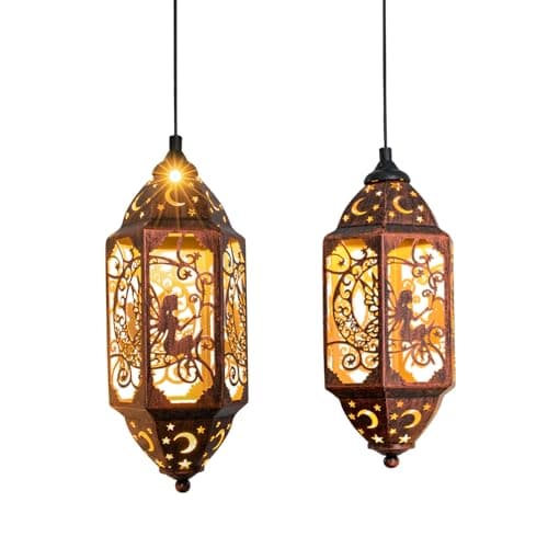 Go2garden 12.4" Solar Outdoor Lanterns Waterproof Garden Gifts Women, Moon Solar Outdoor Lights for Balcony,Backyard Porch Mothers Day Gifts for Mom, Grandma(2Pack, Red Copper) - Image 1