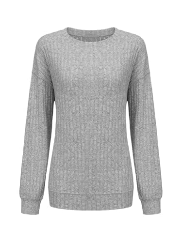 STOLKISS Grey Sweatshirts for Women Loose Fit Long Sleeve Ribbed Sweatshirt Lightweight Soft Elastic Cuffs Pullover 2026 - Image 1