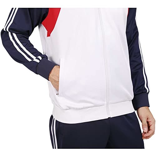 Sun Lorence Men's Athletic Running Tracksuit Set Casual Full Zip Jogging Sweat Suit White M - Thumbnail 5