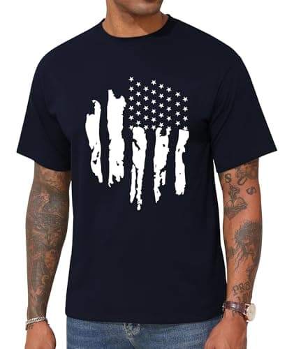 KESIHAN American Flag Shirt Patriotic Shirts for Men Crewneck Casual Mens Vintage 4th of July Graphic Tees - Image 1