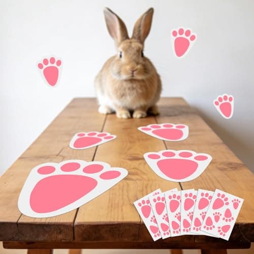 Oeyliz Easter Bunny Footprint Stickers Removable Easter Bunny Paw Stickers Prints 36 PCS Rabbit Footprints 6 Sheets Rabbit Paw Print Floor Decal Clings for Easter Party Home Window Decorations - Thumbnail 3