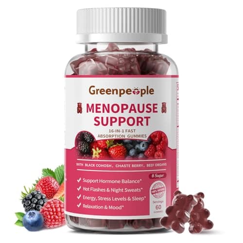 GREENPEOPLE Menopause Supplements for Women Gummies - 16-in-1 Dual Action Menopause Relief W/Black Cohosh, Vitex, Beef Organs for Hormone Balance, Hot Flashes, Night Sweats & Mood, Sugar-Free 60 CT - Image 1