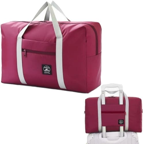 Large Capacity Travel Bag,Oxford Storage Bag, Clothing Storage Bag, Home and Travel, Multifunctional Sports Shoulder Bag (Magenta, Large) - Image 1