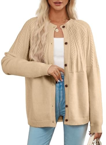 Dokotoo Cardigan Sweaters for Women Lightweight 2024 Fall Outfits Fashion Trendy Women's Open Front Business Casual Crewneck Crochet Knit Womens Cardigans Winter Sweaters - Image 1