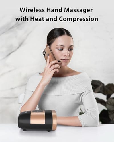 CINCOM Upgraded Hand Massager with Heat and Compression for Arthritis and Carpal Tunnel - Cordless & Rechargeable (Black & Gold) - Thumbnail 6