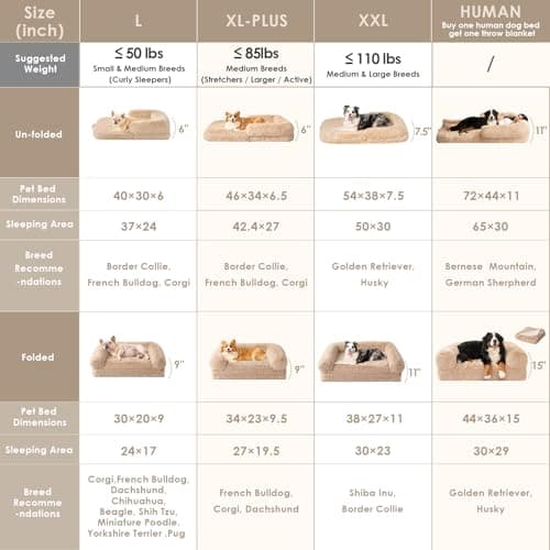 EHEYCIGA Foldable Human Dog Bed, 72"x44"x11" Orthopedic Memory Foam Human Sized Dog Bed, Waterproof Pet Bed for People, Faux Fur Pet Couch for Adult with Non-Slip Bottom, Camel - Thumbnail 2