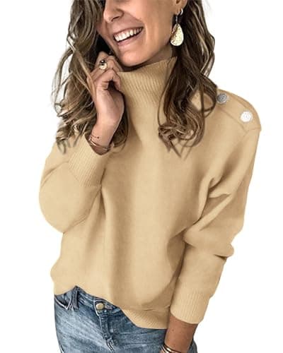 KIRUNDO Fall Sweaters for Women 2026 Striped Turtleneck Ribbed Knit Sweater Trendy Pullover Jumper Winter Fashion Clothing(X-Large, B-Apricot, x_l) - Image 1