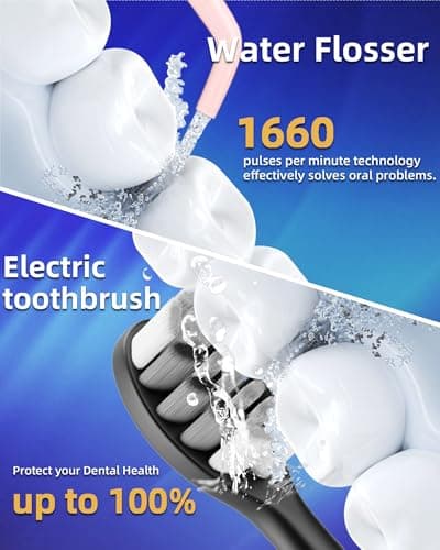 Lumivoid Water Flosser and Electric Toothbrush Combo,2-1 Oral Clean Kit, 5-Speed Sonic Electric Toothbrush & 4-Speed Portable Water Flosser to Clean Teeth and Protect Gum Health, IPX7 (Pink-Set) - Thumbnail 2