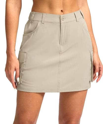 G Gradual Women's Skort 5 Pockets Cargo Skirt Golf Skirts Skorts for Women Casual Summer Hiking, Khaki, Medium - Image 1