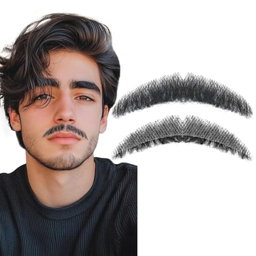 Fake Mustache and Fake Beard Natural Realistic 100% Human Hair Hand Tied Goatee False Beards with Invisible Lace, Costume Facial Hair for Men Cosplay, Halloween, Drama, and Funny Party - Image 1
