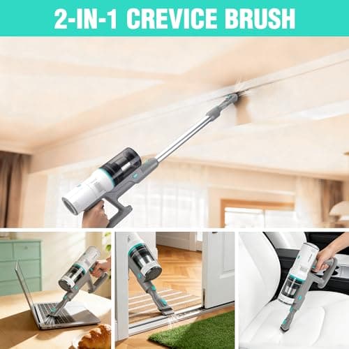 HAUSHOF Cordless Vacuum Cleaner with Auto Empty Station, 250W Motor, HEPA Filter, Anti-Tangle Brushroll, Stick Vacuum for Pet Hair, Hardwood Floors, Carpets - Thumbnail 5