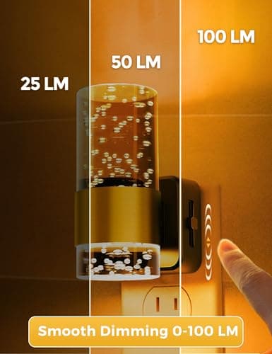 Night lights plug into wall, Amber Night Light with Adjustable Brightness, Plug in NightLight with Auto Light Sensor, Wall Sconce-style Design Night Light for Bathroom,Hallway, 2 Pack - Thumbnail 3