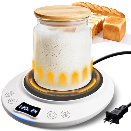 Sourdough Starter Warmer Mat, Precise 1°F Thermostat Control (70-120°F) Sourdough Heating Mat, Warmer for Sourdough Starter, 0-24h Timer, Auto On/Off, Memory Function (White) - Image 1
