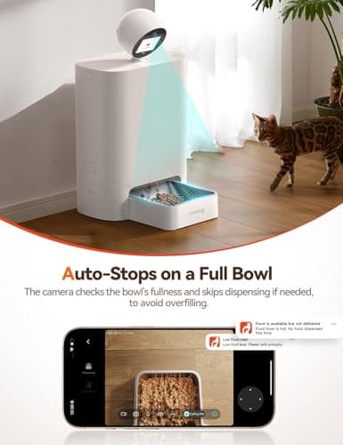 Automatic Cat Feeder with Camera 360°, 2K HD with Night Vision & 2-Way Audio Auto Dog Feeder, 2.4G/5G Smart Pet Feeder with Display & APP, 5.5L Video Recording Timed Food Dispenser for Cats/Dogs - Thumbnail 6