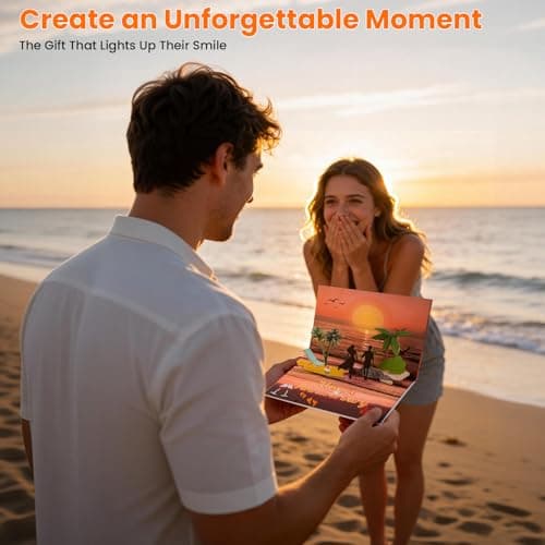mountova Anniversary Card with Music and Lights, 3D Pop Up Happy Anniversary Cards for Women Men Wife Husband Couple, Beach Vacation Invitation Card for Him or Her - Thumbnail 3