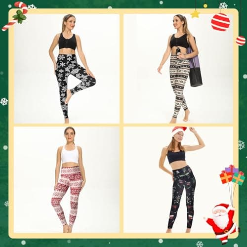 High Waisted Leggings for Women - No See Through Tummy Control Cycling Workout Yoga Pants with Pockets Reg & Plus - Thumbnail 2