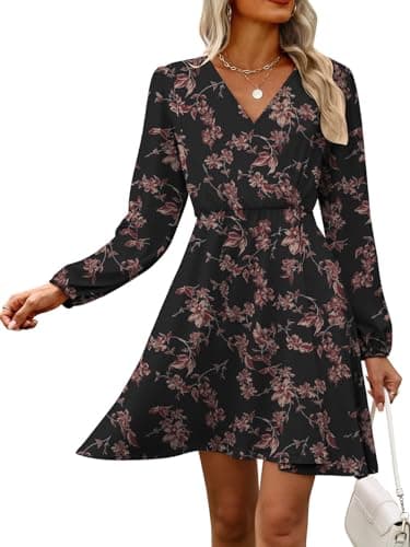 MixShe Summer Dresses for Women 2025 Wedding Guest Dress Fall Fashion Italian Outfits Elegant Classy Homecoming Clothing Plus Size Beach Vacation Clothes B Black Floral Medium - Thumbnail 2