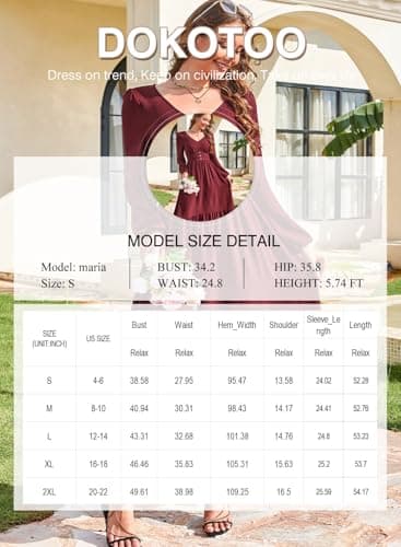 Dokotoo Womens Dresses Sexy V Neck Dresses for Women 2025 Elegant Classy Trendy Long Sleeve Solid Color Italian Dress Tiered Maxi Dress Ruffle A-Line Boho Beach Vacation OutifitsXX-Large - Thumbnail 6