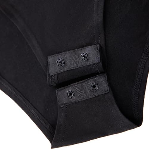 Walifrey Crew Neck Long Sleeve Bodysuit for Women Soft Stretchy Basic Shirts Bodysuits Tops Black XL - Thumbnail 6