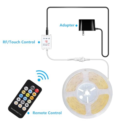 dalattin COB LED Strip Lights,16.4ft LED Lights, 608 LEDs/m High Density Flexible 24V Flexible Tape Light with Remote & Touch Control,Dimmable 2700K-6500K for Living Room, Bedroom, Kitchen Lighting - Thumbnail 3