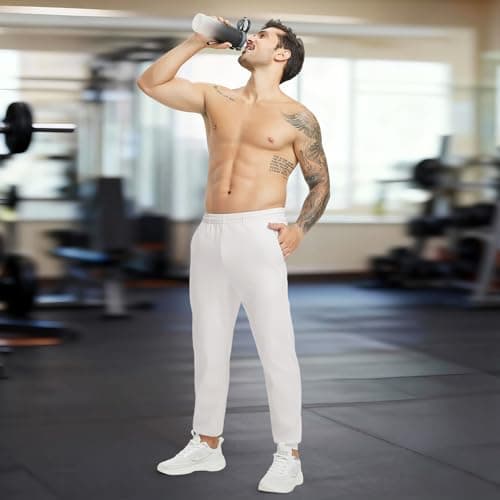 M MAELREG Mens Fleece Sweatpants with Zipper Pocket Tapered Golf Joggers for Men Running Jogging Gym Warm Pants Oyster Grey - Thumbnail 3