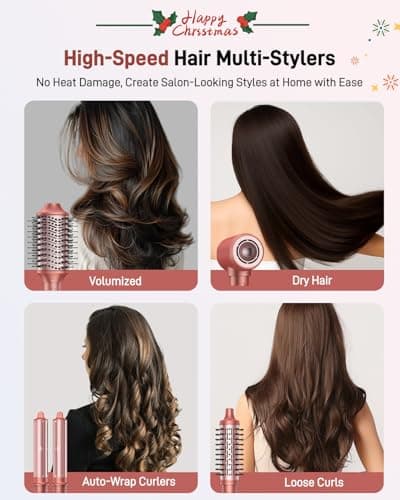 5 in 1 Hair Styler Hot Air Styler - High-Speed Hair Dryer Brush, Fast Drying No Heat Damage Ionic Blow Dryer Brush for Women Volumizing, Curling, Straighten, Frizz-Free Multi Stylers Travel Bag - Thumbnail 2